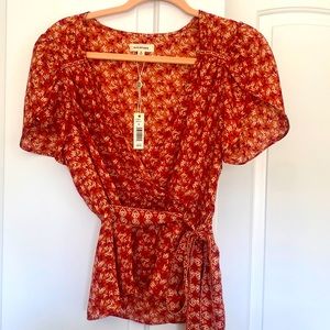 Max Studio Wrap Short Sleeve Blouse S